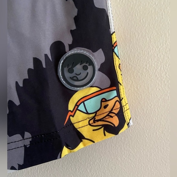Neff Gray Swim Trunks with Yellow Duck Print - Picture 3 of 5